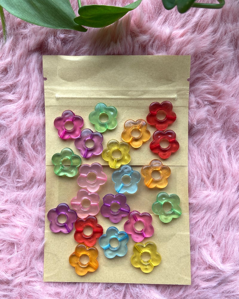 20 Pieces Jelly Flower Beads - Transparent